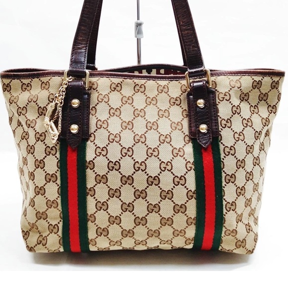 Gucci Canvas Logo Tote Bag Sherry Line - Picture 1 of 8